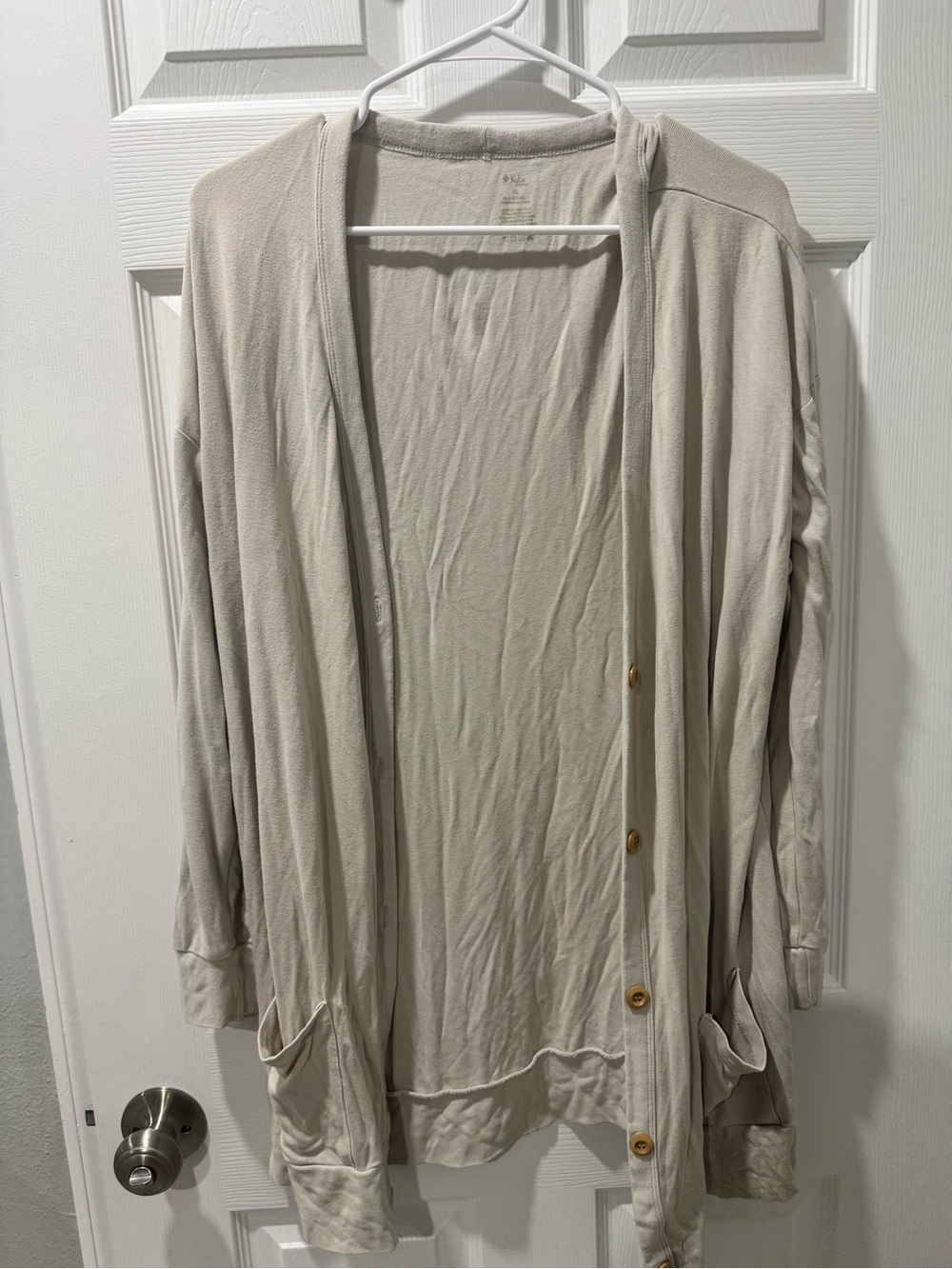 Kyte Oat Bamboo Jersey Cardigan with Wooden Button Detail